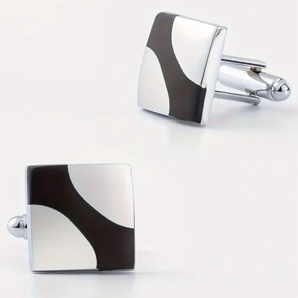 Black Enamel Cufflinks - Picture 2 of 2
